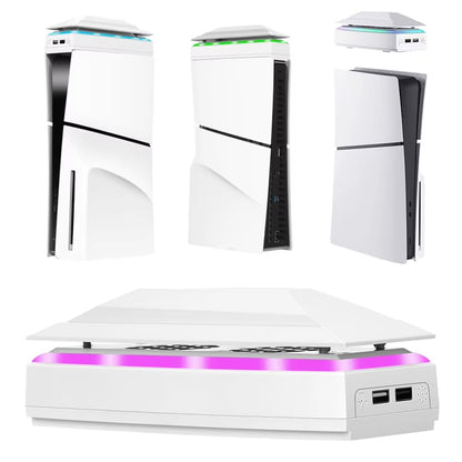 For PS5 Slim Top Dustproof Colorful Cooling Fan 3 Adjustable Speed(White) - Holder by buy2fix | Online Shopping UK | buy2fix