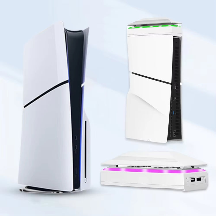For PS5 Slim Top Dustproof Colorful Cooling Fan 3 Adjustable Speed(White) - Holder by buy2fix | Online Shopping UK | buy2fix