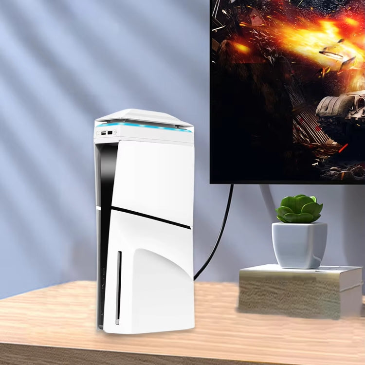 For PS5 Slim Top Dustproof Colorful Cooling Fan 3 Adjustable Speed(White) - Holder by buy2fix | Online Shopping UK | buy2fix