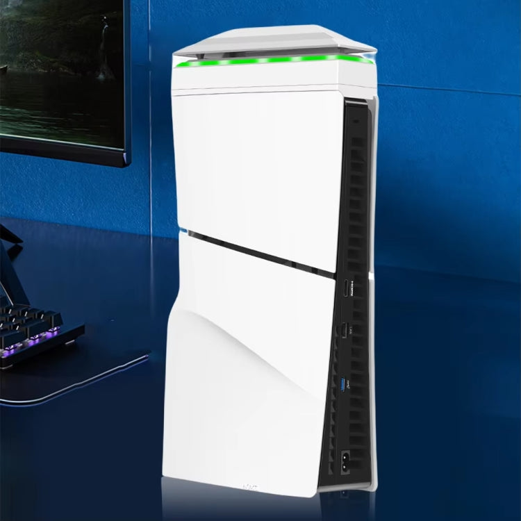 For PS5 Slim Top Dustproof Colorful Cooling Fan 3 Adjustable Speed(White) - Holder by buy2fix | Online Shopping UK | buy2fix