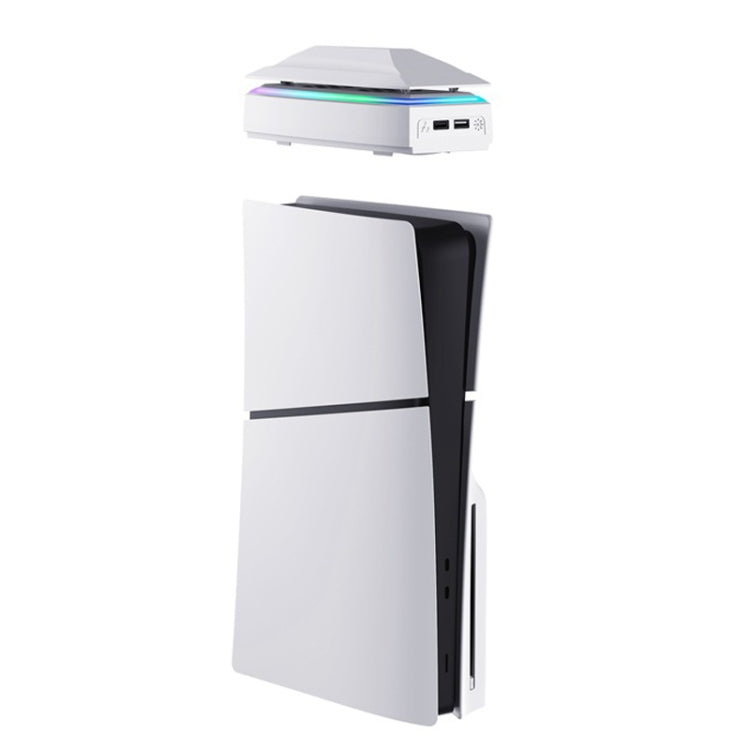For PS5 Slim Top Dustproof Colorful Cooling Fan 3 Adjustable Speed(White) - Holder by buy2fix | Online Shopping UK | buy2fix