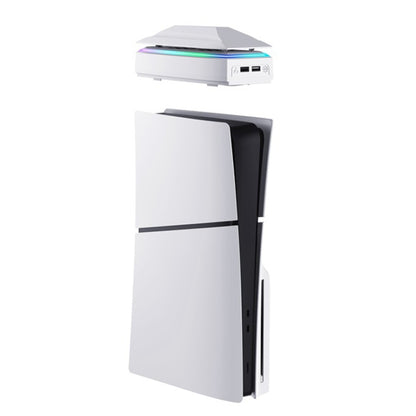 For PS5 Slim Top Dustproof Colorful Cooling Fan 3 Adjustable Speed(White) - Holder by buy2fix | Online Shopping UK | buy2fix