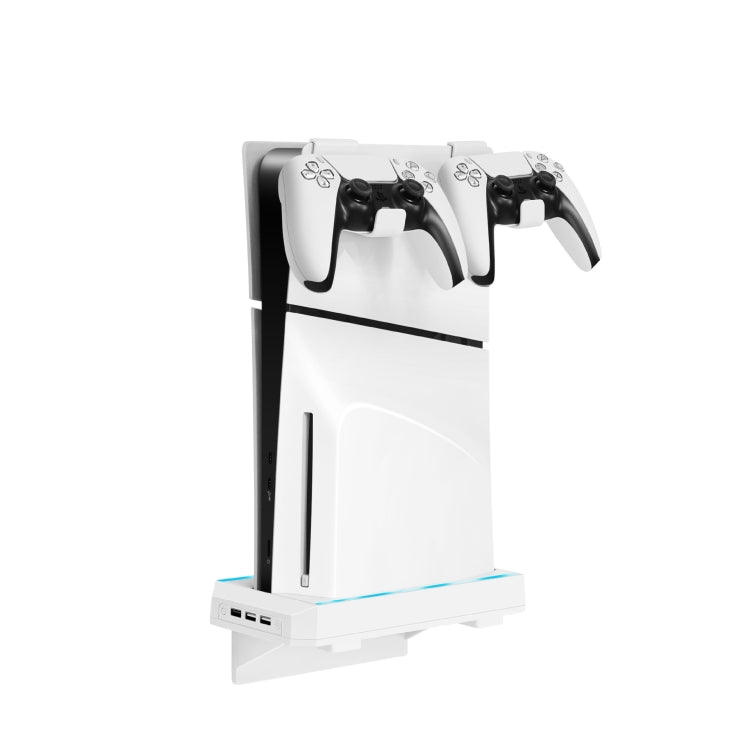 For PS5 Slim Console Wall-mounted Storage Rack With 3 USB2.0 Ports(White) - Holder by buy2fix | Online Shopping UK | buy2fix