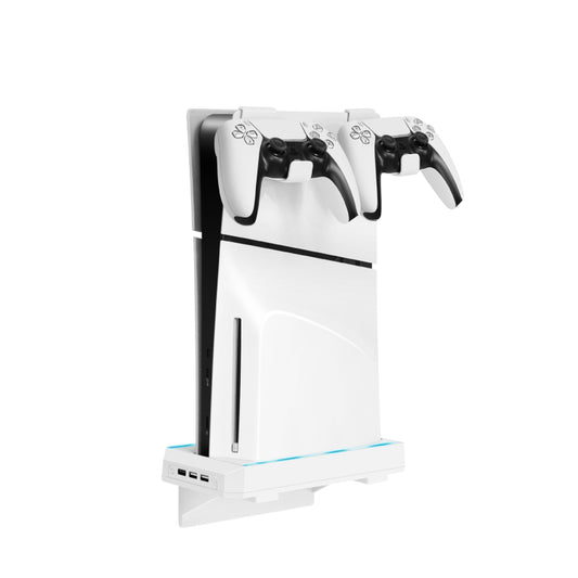 For PS5 Slim Console Wall-mounted Storage Rack With 3 USB2.0 Ports(White) - Holder by buy2fix | Online Shopping UK | buy2fix