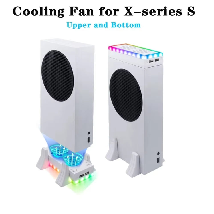 For XBOX Series S Console Base Cooling Fan Built-in LED Light Strip(White) - Holder by buy2fix | Online Shopping UK | buy2fix