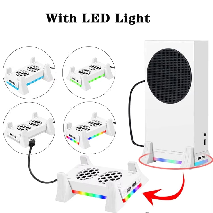 For XBOX Series S Console Base Cooling Fan Built-in LED Light Strip(White) - Holder by buy2fix | Online Shopping UK | buy2fix
