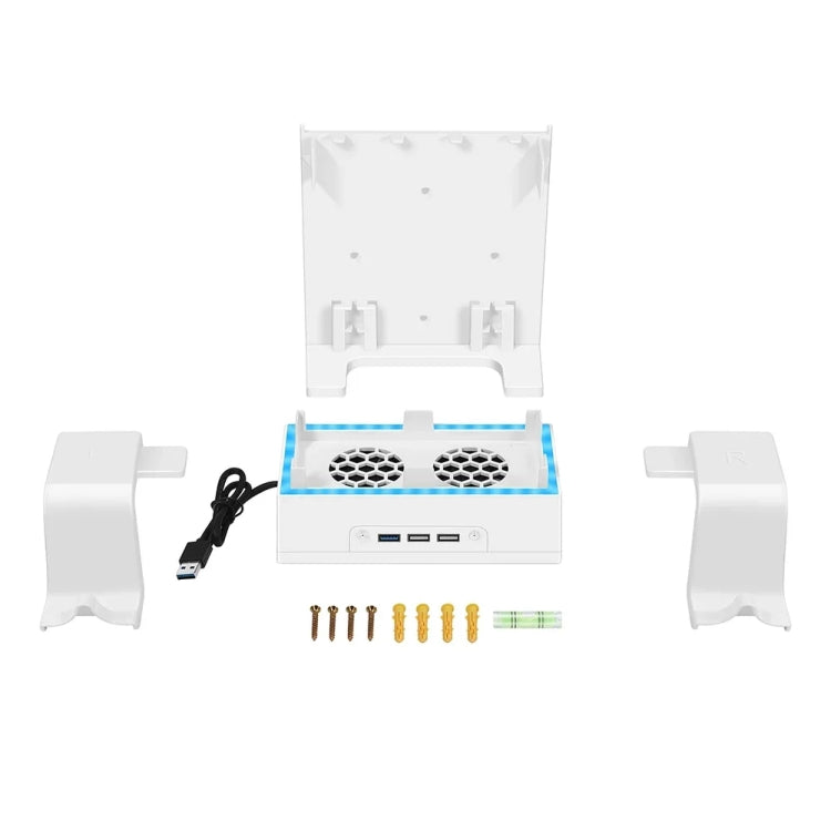 For XBOX Series S Wall Mounted Cooling RGB Multi-function Base With Fan and Hook(White) - Holder by buy2fix | Online Shopping UK | buy2fix