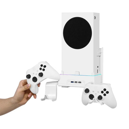For XBOX Series S Wall Mounted Cooling RGB Multi-function Base With Fan and Hook(White) - Holder by buy2fix | Online Shopping UK | buy2fix
