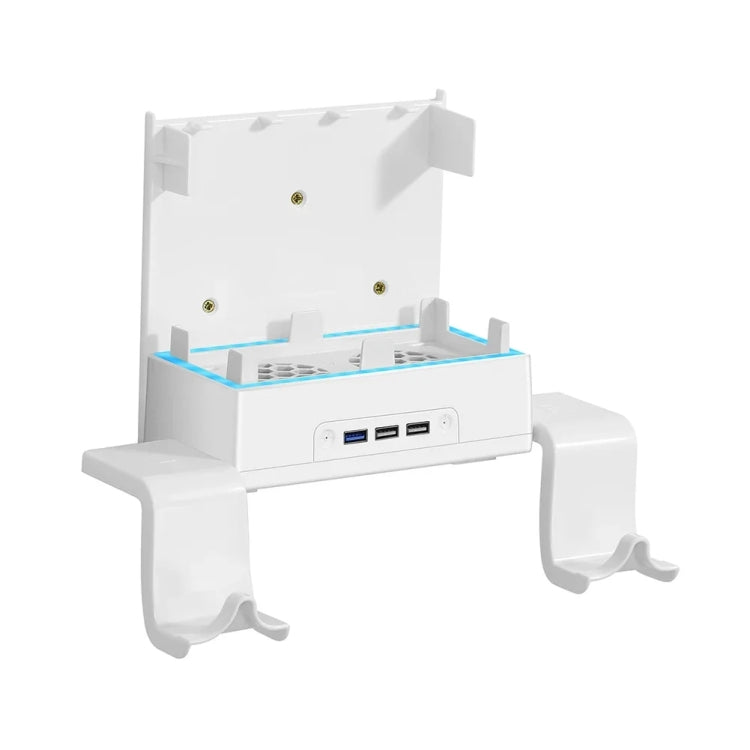 For XBOX Series S Wall Mounted Cooling RGB Multi-function Base With Fan and Hook(White) - Holder by buy2fix | Online Shopping UK | buy2fix