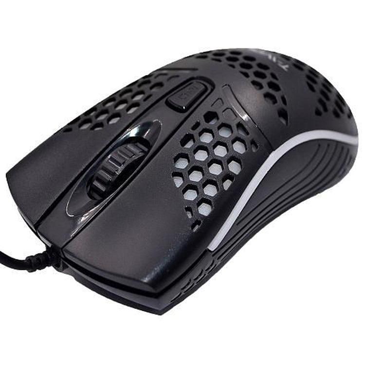 T-WOLF V15 Honeycomb Wired USB Gaming Mouse with RGB Lighting Ergonomic Hollow Design for PC Office Home Use(Black) - Wired Mice by T-WOLF | Online Shopping UK | buy2fix