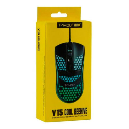 T-WOLF V15 Honeycomb Wired USB Gaming Mouse with RGB Lighting Ergonomic Hollow Design for PC Office Home Use(Pink) - Wired Mice by T-WOLF | Online Shopping UK | buy2fix