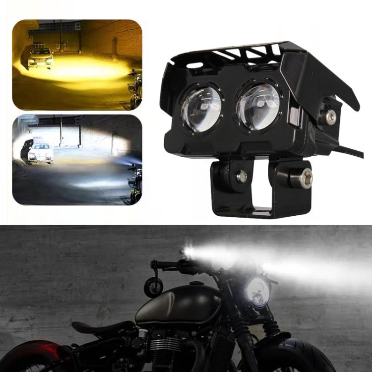 12W Motorcycle Spotlight High Bright Two Color Modified External Waterproof LED Lens Headlight(Always Bright - 3 Wire) - Headlights by buy2fix | Online Shopping UK | buy2fix