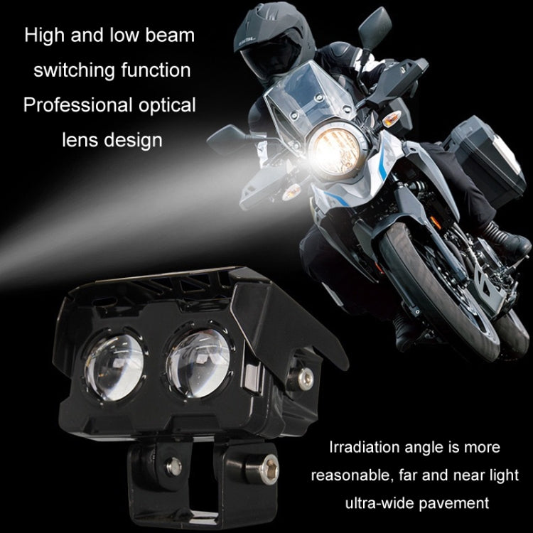 20W Motorcycle Spotlight High Bright Two Color Modified External Waterproof LED Lens Headlight(Flashing - 2 Wire) - Headlights by buy2fix | Online Shopping UK | buy2fix