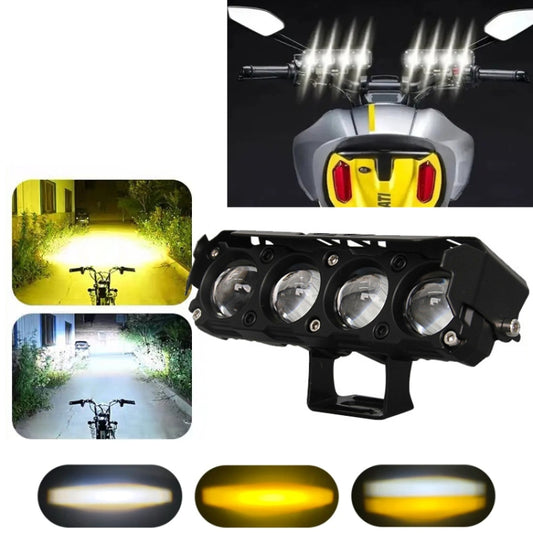 Motorcycle Spotlight External Lens Car LED Headlight Strong Spot Fog Light, Model: Near Yellow+Far White-3 Wires by buy2fix