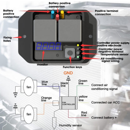 12V Digital Radiator Fan Controller Switch Automotive Fan Wiring Harness - Automobiles Sensors by buy2fix | Online Shopping UK | buy2fix