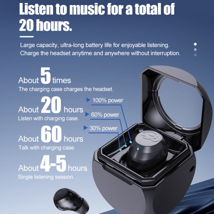 Q1 Mini Single Ear With Charging Compartment Wireless Invisible Stereo Bluetooth Earphone(White) - Bluetooth Earphone by buy2fix | Online Shopping UK | buy2fix