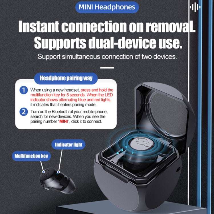 Q1 Mini Single Ear With Charging Compartment Wireless Invisible Stereo Bluetooth Earphone(Pink) - Bluetooth Earphone by buy2fix | Online Shopping UK | buy2fix