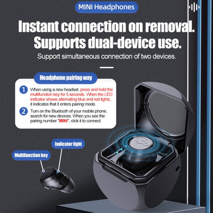 Q1 Mini Single Ear With Charging Compartment Wireless Invisible Stereo Bluetooth Earphone(White) - Bluetooth Earphone by buy2fix | Online Shopping UK | buy2fix