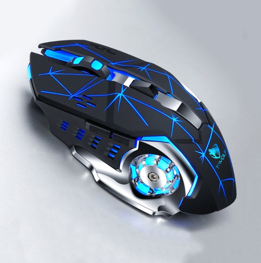 T-WOLF Q13 2.4GHz 6-keys RGB Colorful Light Gaming Wireless Mouse, Color: Single Mode Star Black by T-WOLF