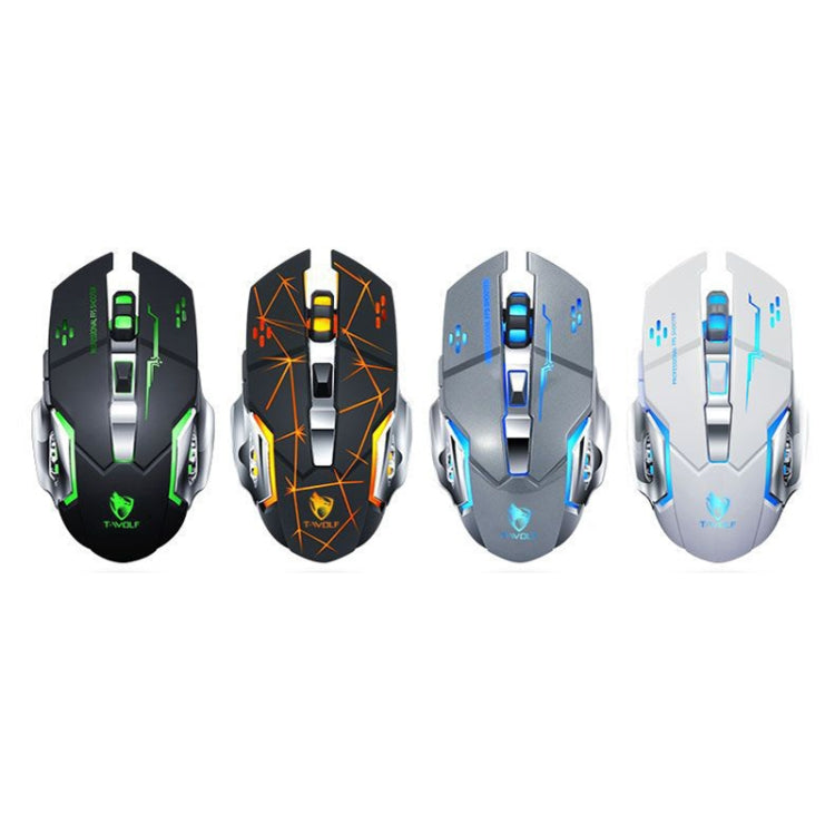 T-WOLF Q13 2.4GHz 6-keys RGB Colorful Light Gaming Wireless Mouse, Color: Dual Mode Gray - Wireless Mice by T-WOLF | Online Shopping UK | buy2fix