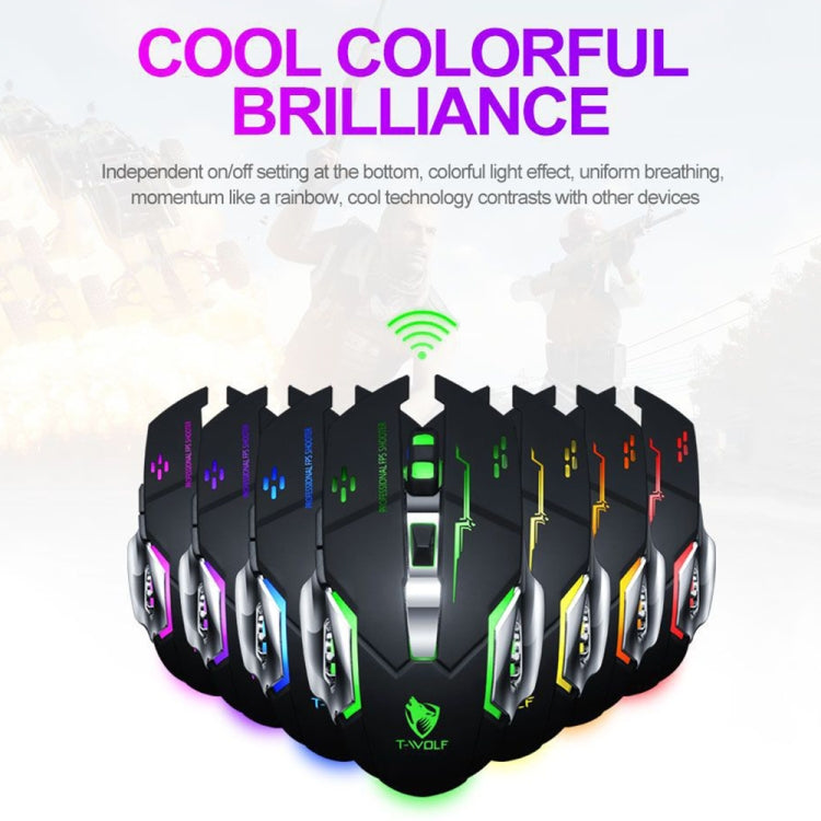 T-WOLF Q13 2.4GHz 6-keys RGB Colorful Light Gaming Wireless Mouse, Color: Single Mode White - Wireless Mice by T-WOLF | Online Shopping UK | buy2fix