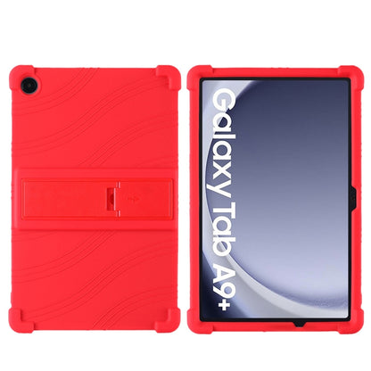 For Samsung Galaxy Tab A9+ Shockproof Silicone Tablet Protective Case With Holder(Red) by buy2fix