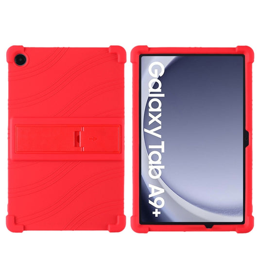 For Samsung Galaxy Tab A9+ Shockproof Silicone Tablet Protective Case With Holder(Red) by buy2fix