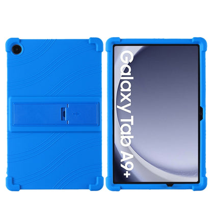 For Samsung Galaxy Tab A9+ Shockproof Silicone Tablet Protective Case With Holder(Blue) by buy2fix