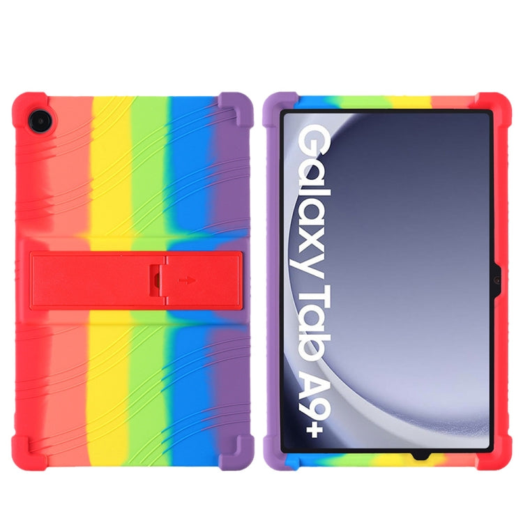 For Samsung Galaxy Tab A9+ Shockproof Silicone Tablet Protective Case With Holder(Rainbow Color) by buy2fix