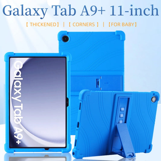 For Samsung Galaxy Tab A9+ Shockproof Silicone Tablet Protective Case With Holder(Rainbow Color) by buy2fix