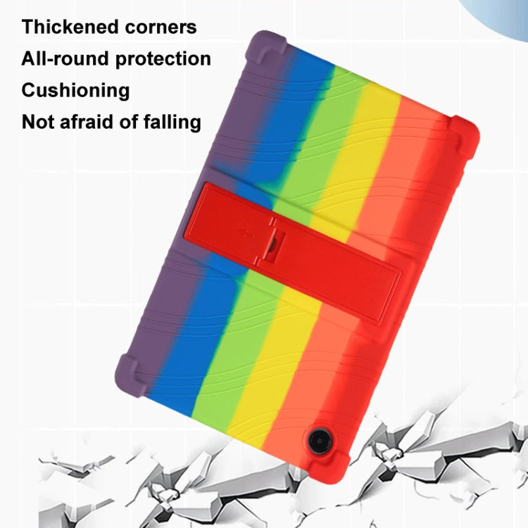 For Samsung Galaxy Tab A9+ Shockproof Silicone Tablet Protective Case With Holder(Rainbow Color) by buy2fix