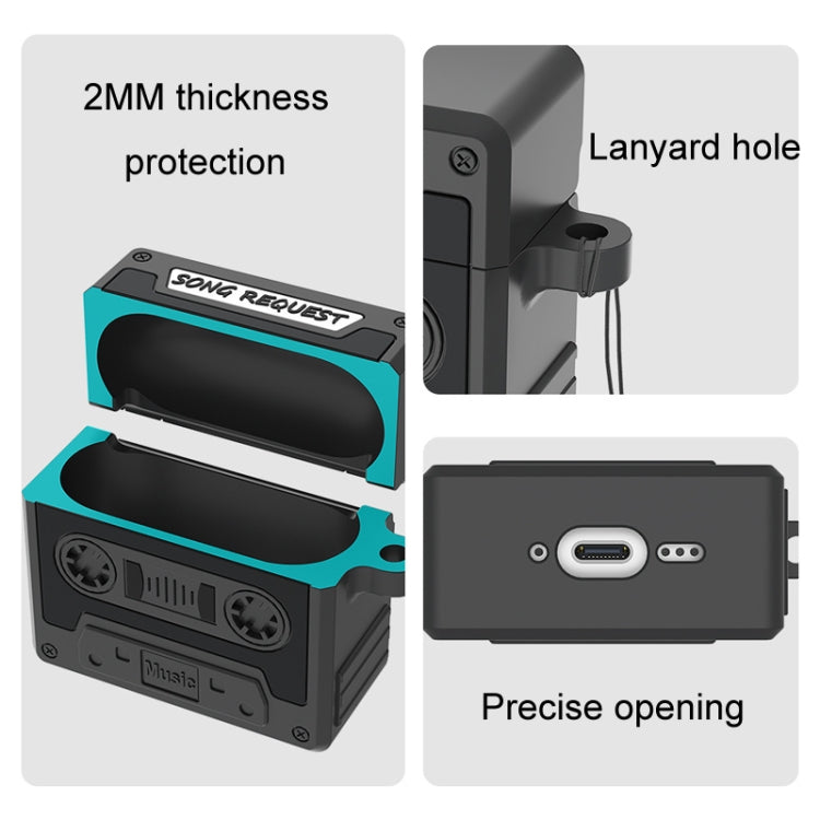 For AirPods 4 Retro Silicone Tape Shape Earphone Protective Case(Blue) - For AirPods 4 by buy2fix | Online Shopping UK | buy2fix