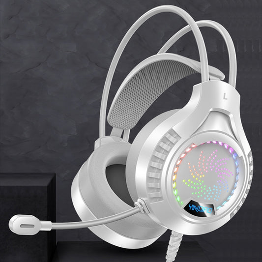 YINDIAO Q7 Colorful Light Computer Wired Headset USB Gaming Headset Dual 3.5mm + USB White by YINDIAO
