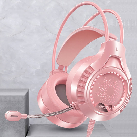 YINDIAO Q7 Colorful Light Computer Wired Headset USB Gaming Headset USB7.1 Sound Card Pink by YINDIAO