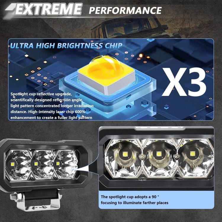 E23 40W 9V-30V 5 Inch Waterproof 3-Eye Headlight(Floodlight White Light) by buy2fix