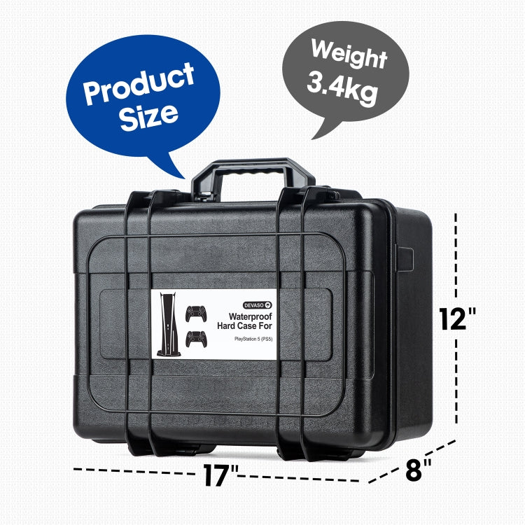 For PS5 DEVASO Game Console Storage Box Hard-shell Waterproof Handheld Case - Bags by DEVASO | Online Shopping UK | buy2fix