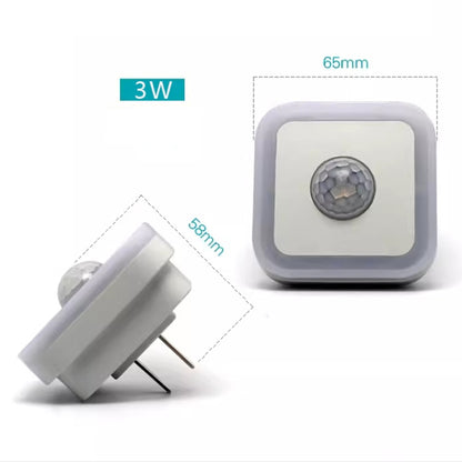 3W Home LED Human Auto Sensor Night Light Plug-In Wiring-Free Staircase Corridor Aisle Light, US Plug(White Light) - Sensor LED Lights by buy2fix | Online Shopping UK | buy2fix