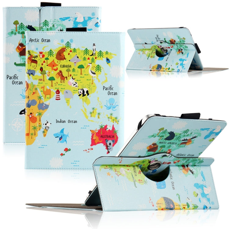 For UMIDIGI G1 Tab 10-11 inch Universal 360 Degree Rotation Leather Tablet Case(Blue Map) - Others by buy2fix | Online Shopping UK | buy2fix