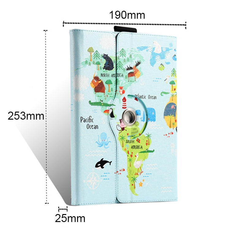 For UMIDIGI G1 Tab 10-11 inch Universal 360 Degree Rotation Leather Tablet Case(Blue Map) - Others by buy2fix | Online Shopping UK | buy2fix