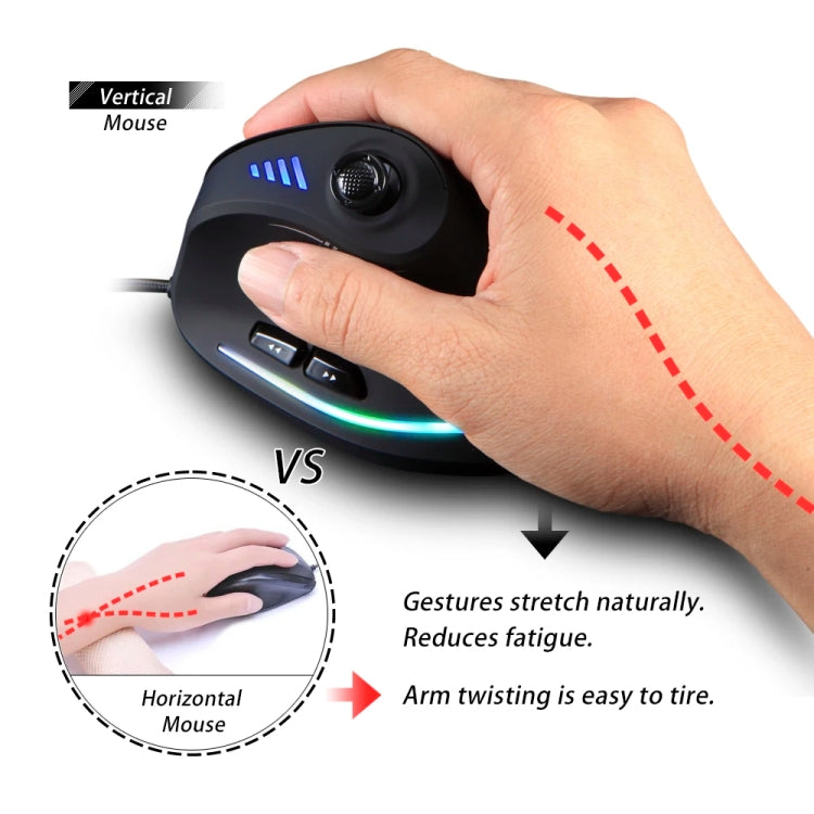 ZELOTES C18 11-Keys RGB Vertical Grip Ergonomic Joystick Programming Gaming Wired Mouse(Black) by ZELOTES