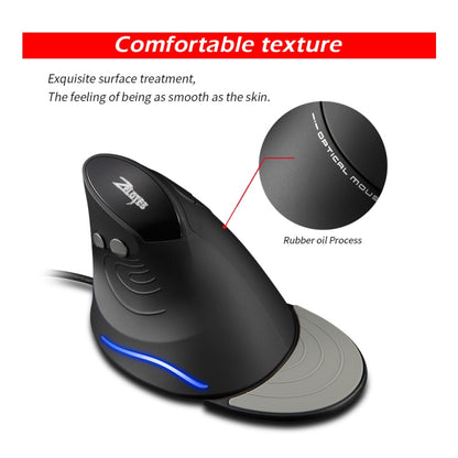 ZELOTES T30 6-keys Vertical Grip Detachable Ergonomic Wired Mouse(7-color Breathing Light) by ZELOTES