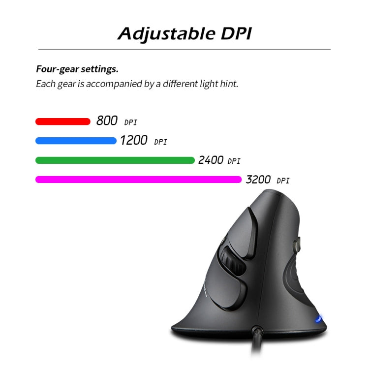 ZELOTES T30 6-keys Vertical Grip Detachable Ergonomic Wired Mouse(7-color Breathing Light) by ZELOTES