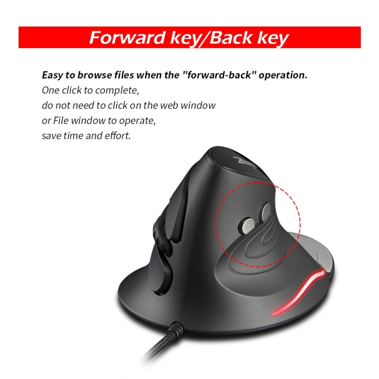 ZELOTES T30 6-keys Vertical Grip Detachable Ergonomic Wired Mouse(7-color Breathing Light) by ZELOTES