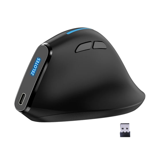 ZELOTES F36A 6-Buttons Vertical Grip Ergonomic Rechargeable Wireless Mouse(Black) by ZELOTES