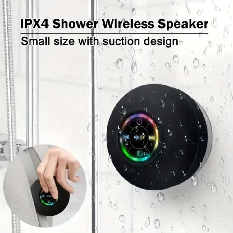 Bathroom Suction Cup Waterproof Bluetooth Stereo Portable Home Outdoor Dazzling Colorful Speaker(Black) - Waterproof Speaker by buy2fix | Online Shopping UK | buy2fix