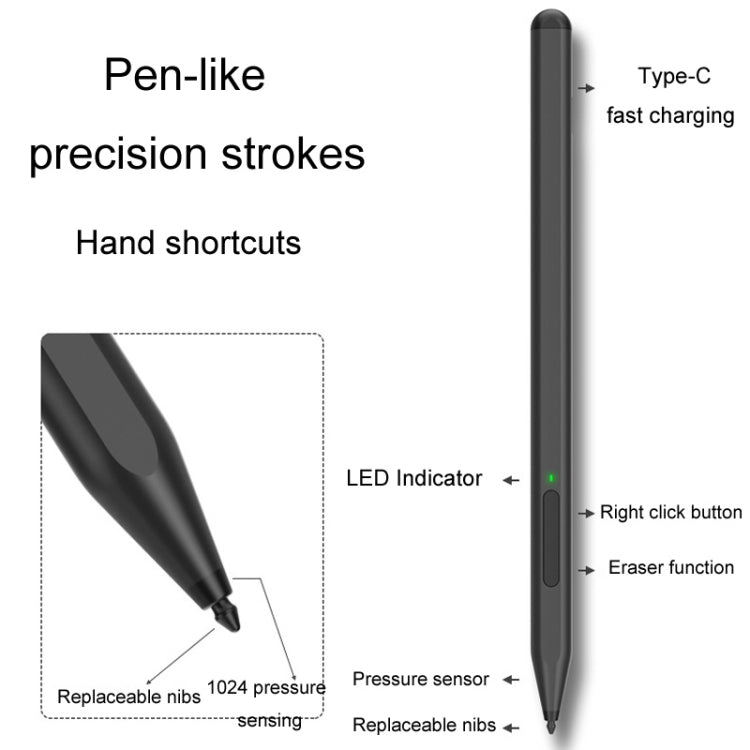 For Microsoft Surface Pro/Go/Laptop/Book Anti-Touch Handwriting Capacitive Pen(Silver) - Stylus Pen by buy2fix | Online Shopping UK | buy2fix