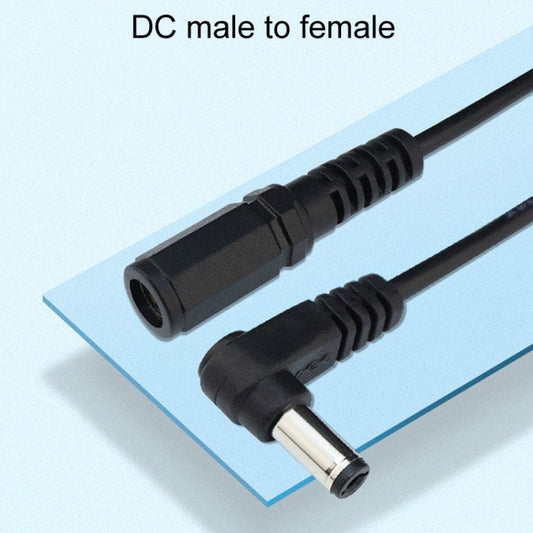0.2m 2pcs DC 5.5 x 2.1mm Straight To Bend Adapter Cable Male To Female Power Cord Extension Cord by buy2fix