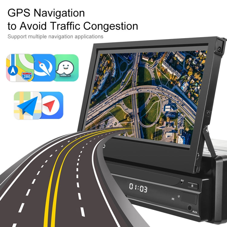 2+64G 7-Inch Single Din Android 10.0 Carplay Screen With GPS Navigation/Bluetooth/Mirror Link/DVR Input, Spec: With 4-light Camera by buy2fix