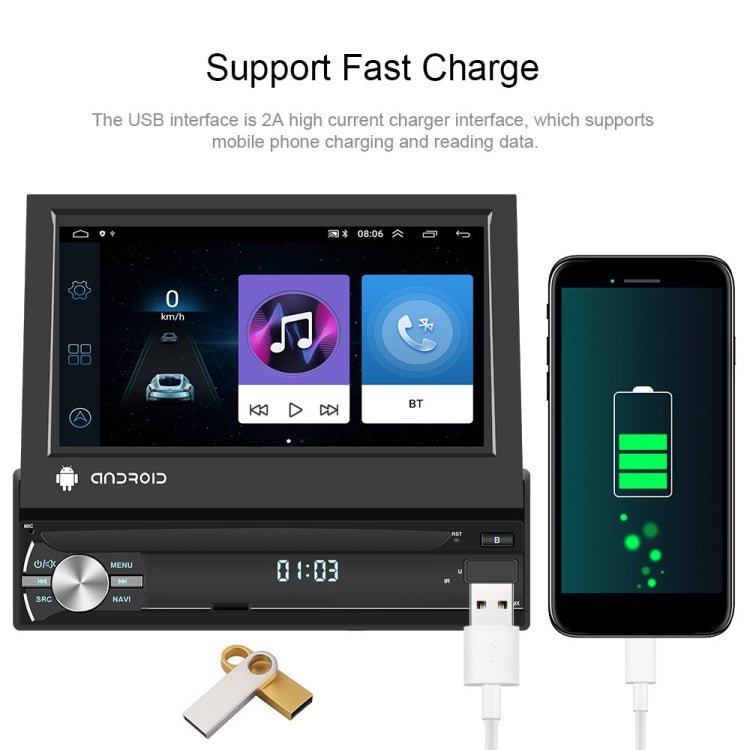 2+64G 7-Inch Single Din Android 10.0 Carplay Screen With GPS Navigation/Bluetooth/Mirror Link/DVR Input, Spec: With 4-light Camera by buy2fix