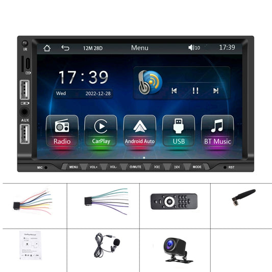 7-inch Double Din Car MP5 Player Support CarPlay/Android Auto/Mirror Link/Bluetooth With AHD Camera by buy2fix